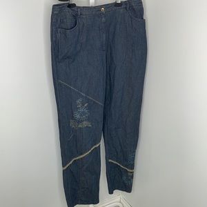 Susan Bristol Hand Embroidered Floral Women’s Jeans